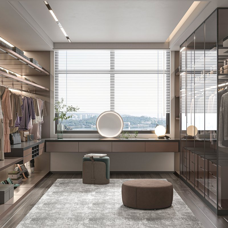 Factory Custom Export Packing Foshan Home Wooden /Steel Modern Walk in Closet Bedroom Furniture Plywood Wardrobe