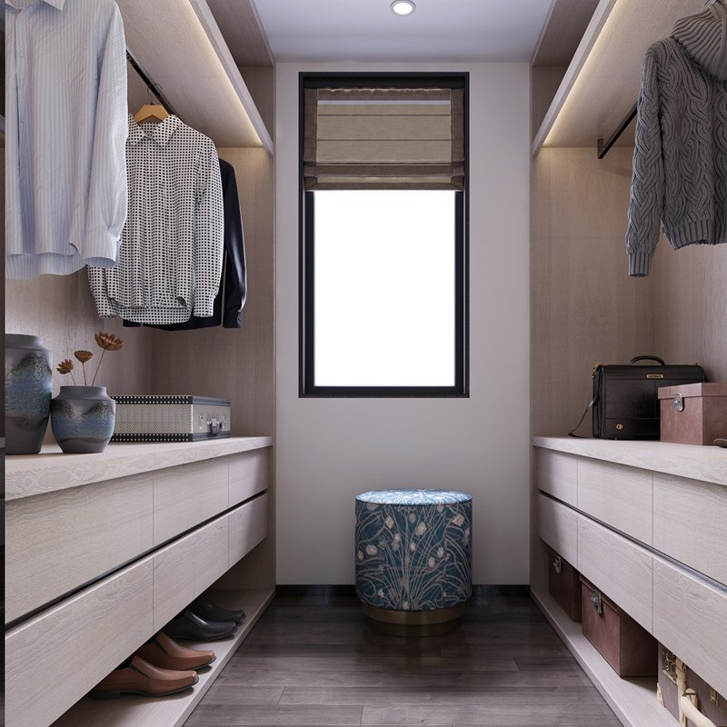 Custom Modern Clothes Plywood Bedroom Walk in Wardrobe Cabinet Foshan Furniture Metal Closet Set System with Dressing Table