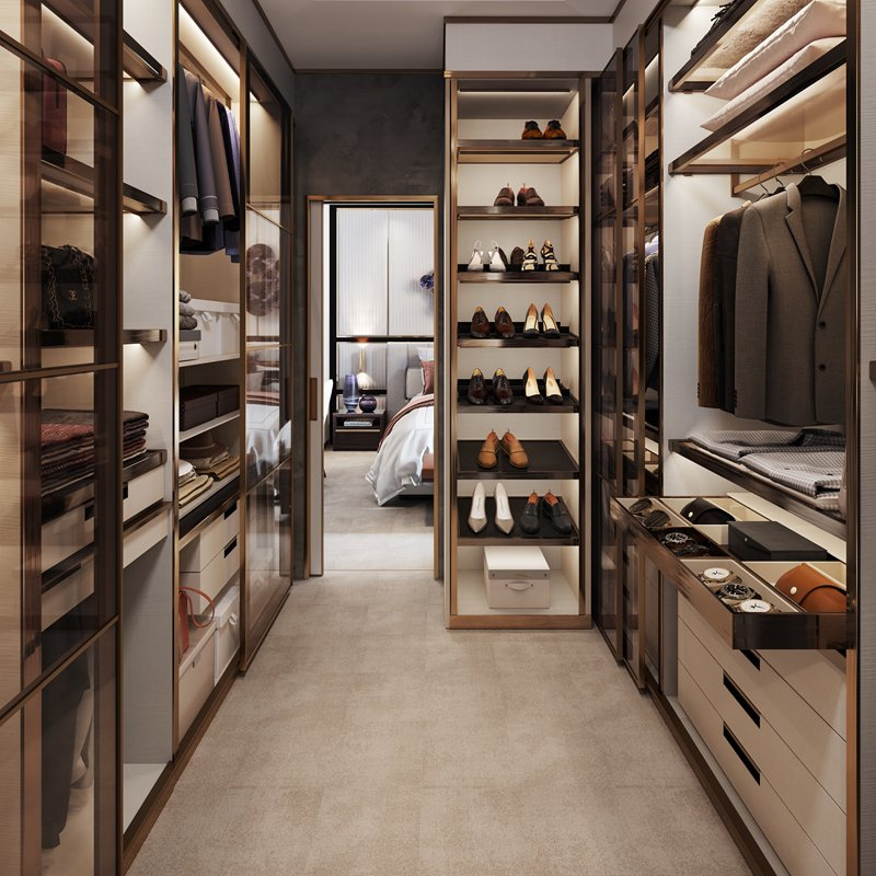 Custom Wooden Door Locker Portable Walk in Wardrobe Plywood /Venner /Solid Wood Bedroom Furniture Sliding Door Clothes Closet System