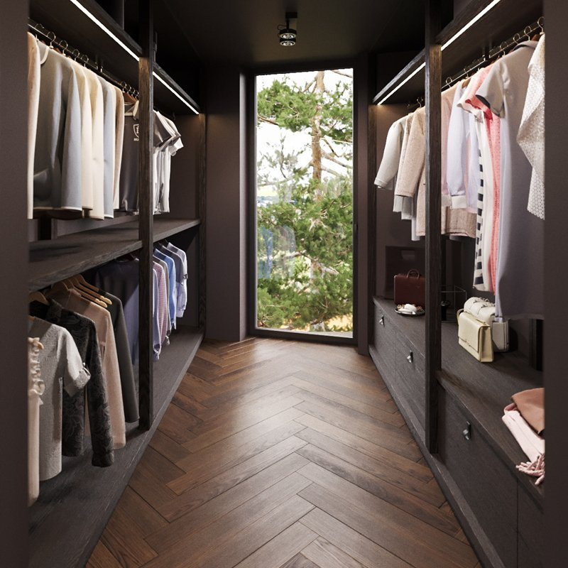 Solid Wood Wardrobe Combination With Storage, Shelves, And a Clothes Rail For The Home Bedroom