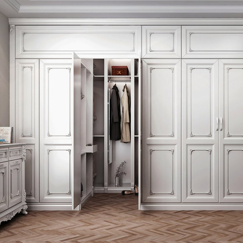 Modern Custom Minimalist Walk-In Wardrobe: Selected Solid Wood Home Combination Cabinet Sets