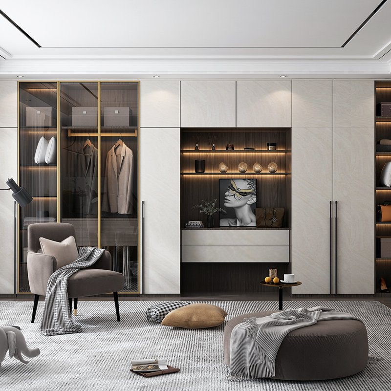 Custom Modern Minimalist Metal-Frame Wardrobe With Multi-Layer Storage For Home Bedrooms